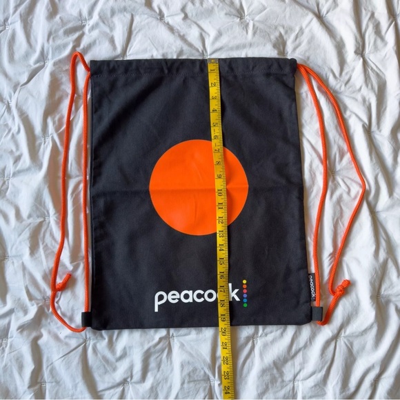 Brand New Peacock Network Promo Canvas Drawstring Bag Backpack - Picture 4 of 4